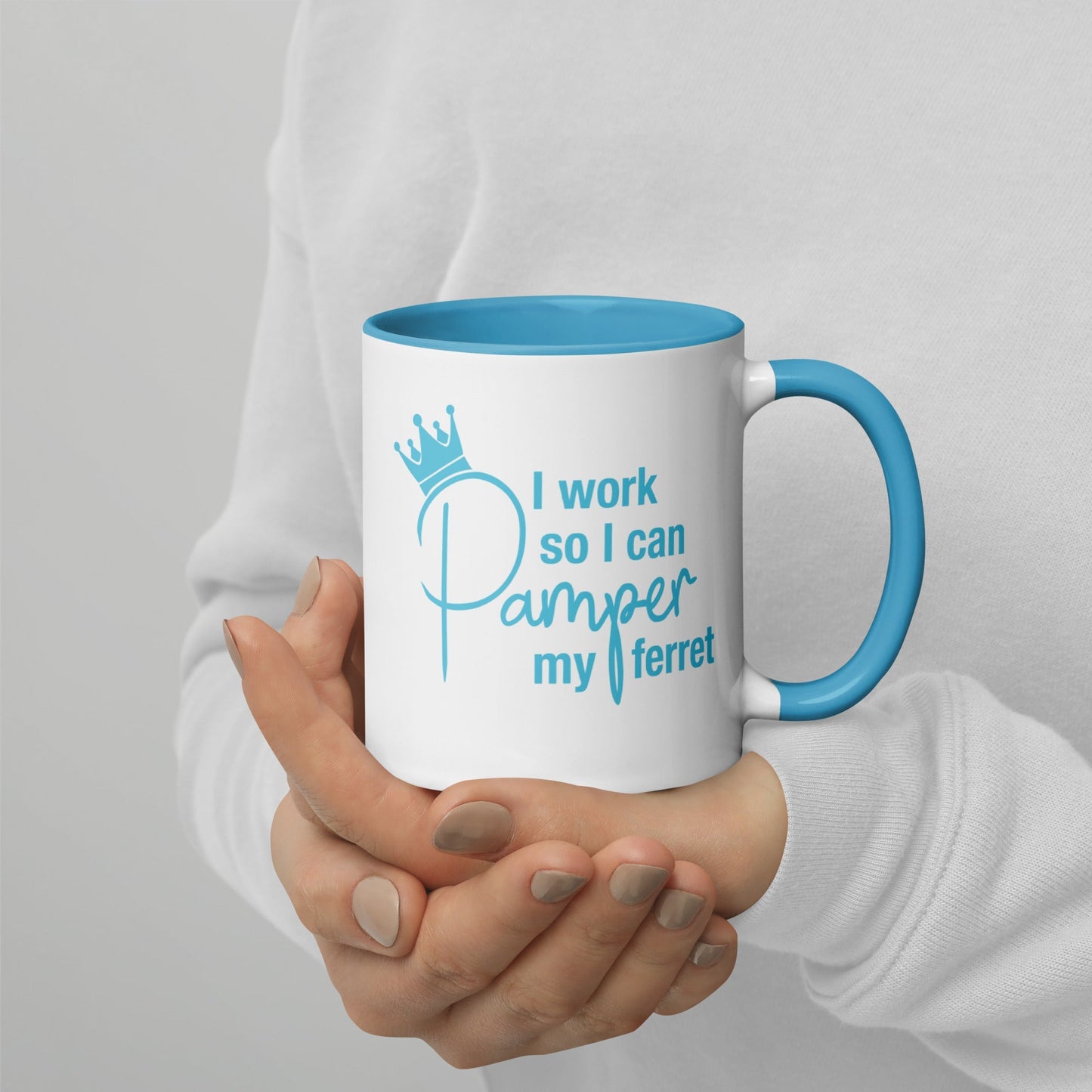 Blue Ferret Mug with Color Inside