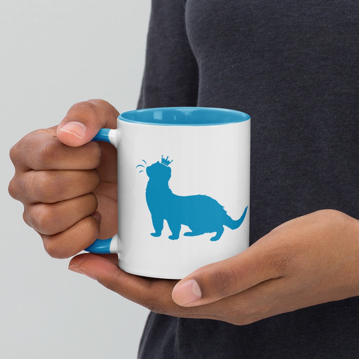 Blue Ferret Mug with Color Inside