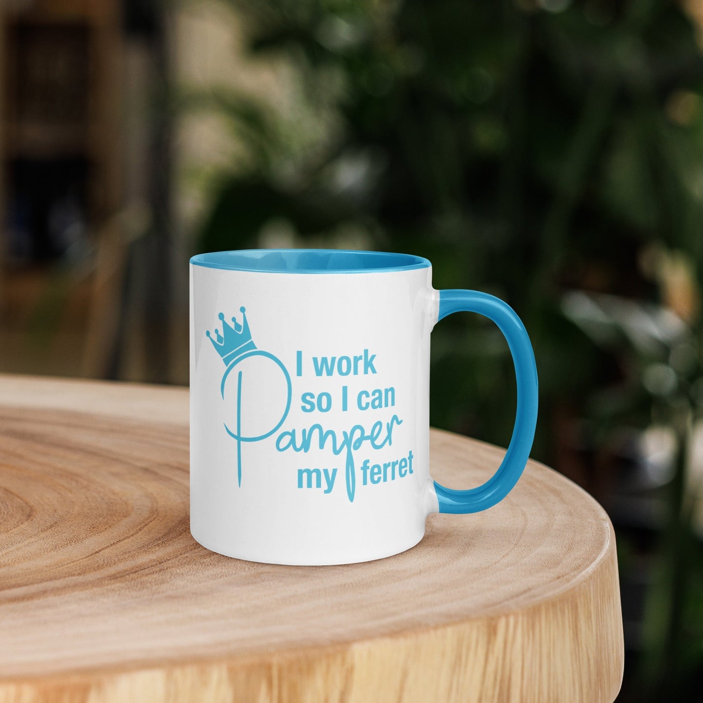 Blue Ferret Mug with Color Inside