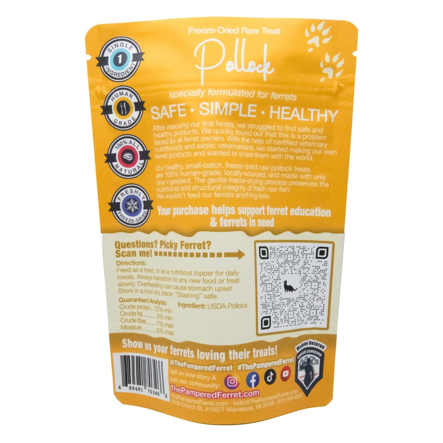 Freeze-Dried Raw Pollock Treat for Ferrets